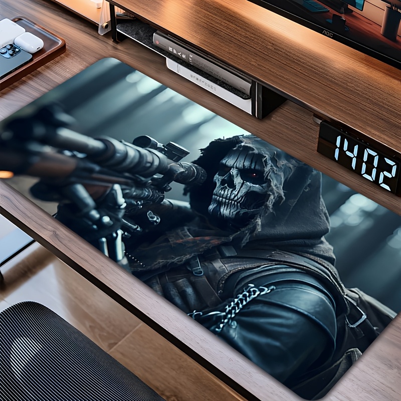 Esports Gaming Design - Großes Sensenmann-Gaming-Mauspad mit Kapuze, Totenkopf-Scharfschütze, Stealth-Design,