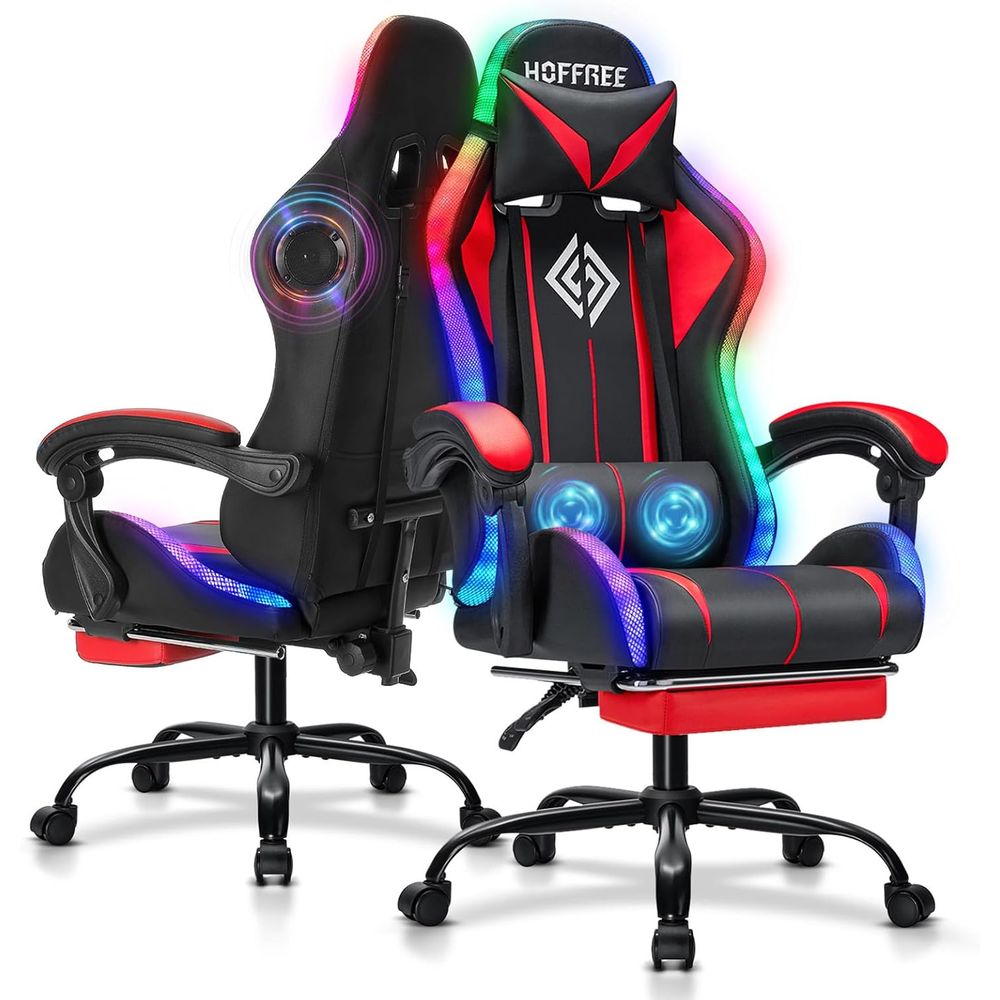 Rgb Gaming Chair - RGB-Gaming-Stuhl mit Bluetooth-Lautsprechern und LED-Beleuchtung Ergonomischer