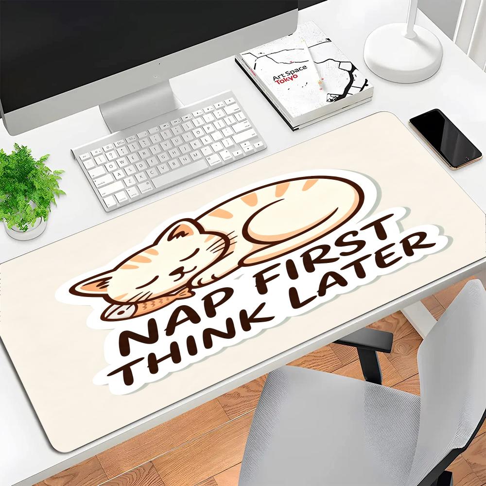 Esports Gaming Design - E-Sport-Mauspad Kawaii Schlafkatze Lustiger Slogan Cartoon-Aufkleber-Design