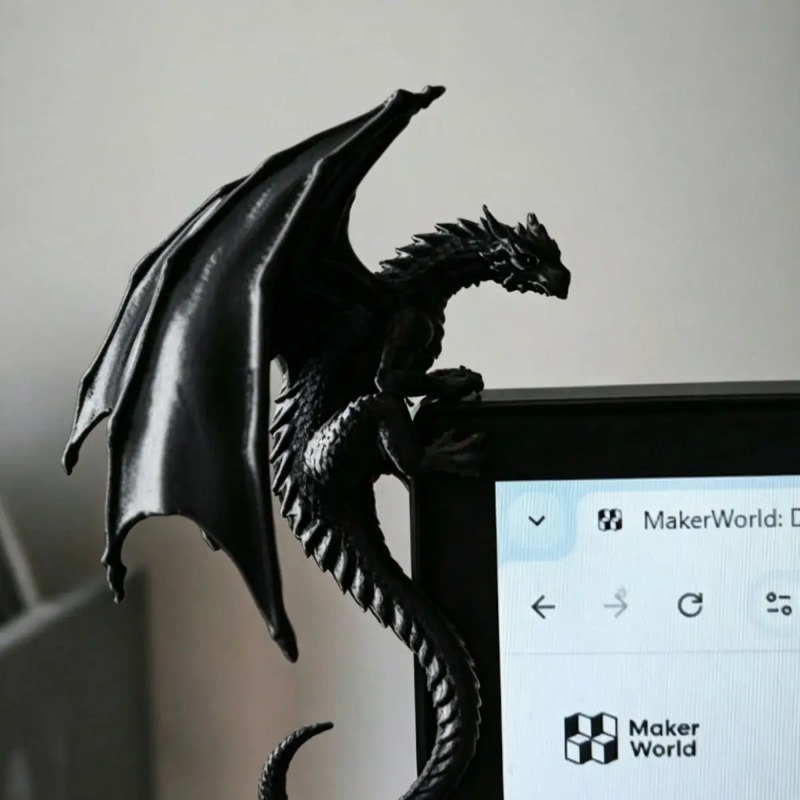 Esports Gaming Setup - Coole Liegende Drachen-Figur als Monitor-Dekoration, Einzigartiges