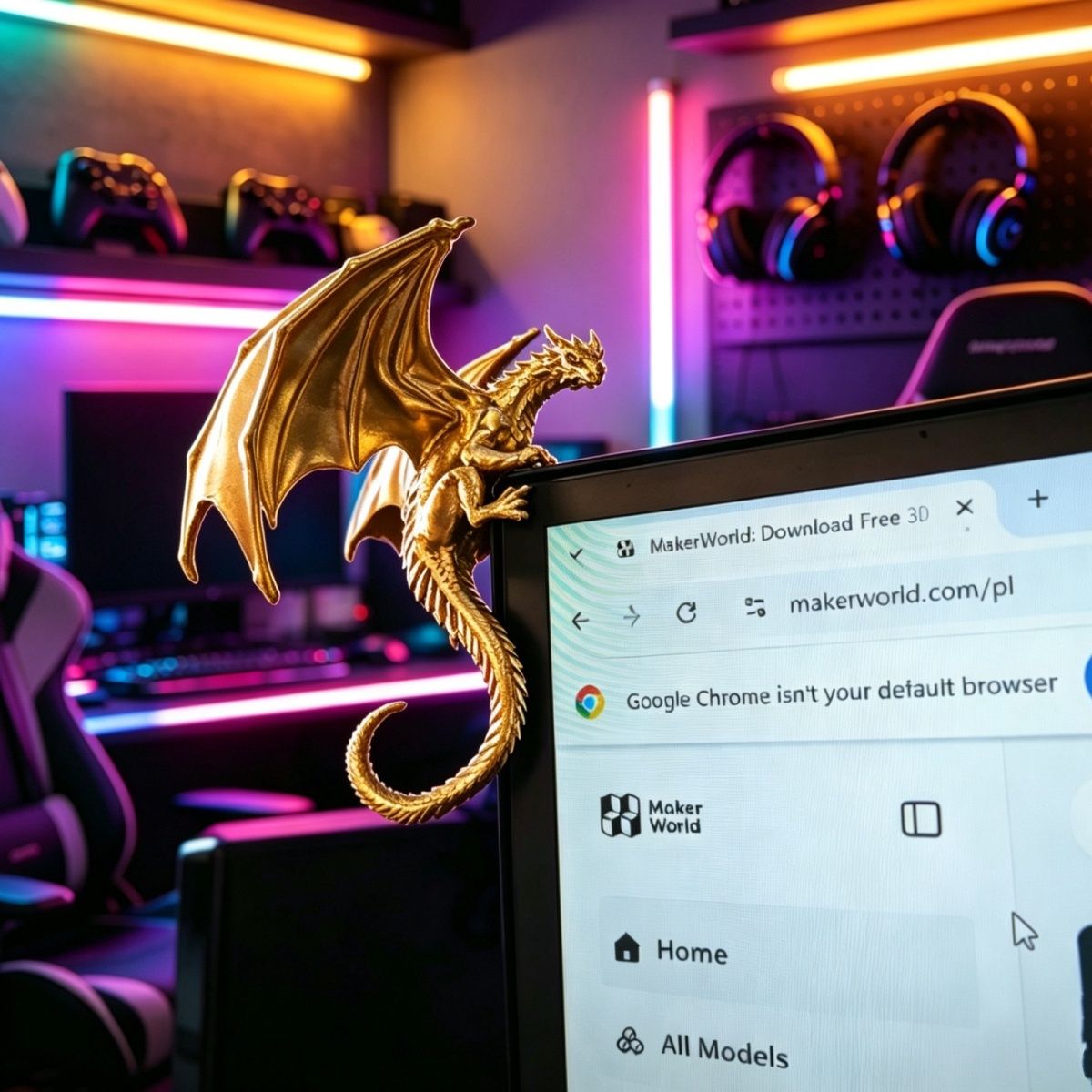 Esports Gaming Setup - Coole Drachen-Liegenfigur Monitor-Deko Einzigartiges Gaming-Desktop-Zubehör für