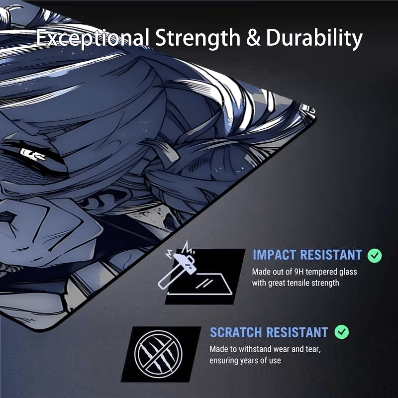 Esports Gaming Design - Mehrere Größen optional/Anime-Stil Photovoltaik-Glas-Mauspad/99,9% Licht/Dunkles Anime-Mädchen-Design/Härtetes,