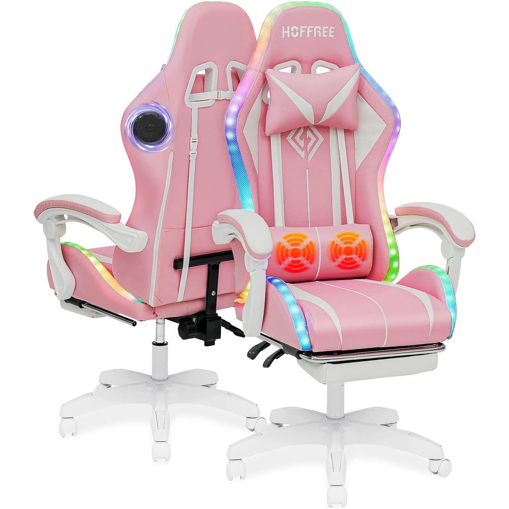 Rgb Gaming Chair - Ergonomischer Bluetooth-Gaming-Stuhl mit LED-RGB, Massage und