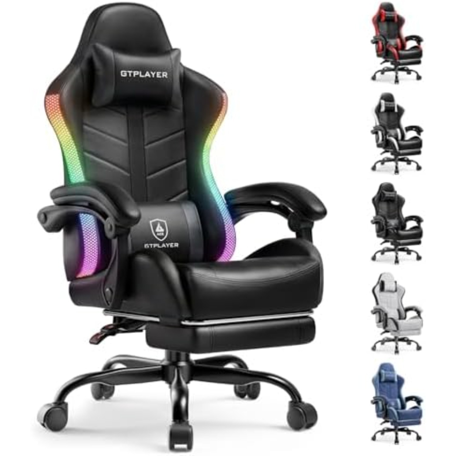 Rgb Gaming Chair - Gaming-Stuhl, Computerspielstuhl für Erwachsene, RGB Schwarz